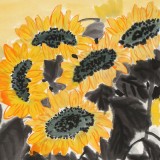 【已售】何一鳴 四尺三開《向陽花開》