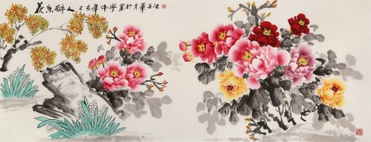 王偉寧 小六尺《花香醉人》 青年書畫才俊 河南美協會員