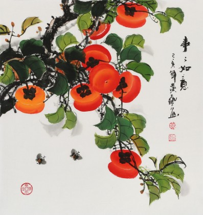 【已售】黃藝三尺斗方《事事如意》