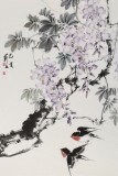 【已售】陳薪名《紫氣東來》 第六屆全國花鳥畫展金獎獲得者