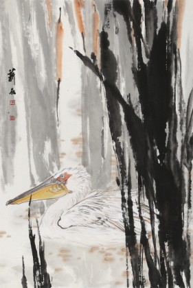 【已售】陳薪名《蘆塘》 中美協會員 第六屆全國花鳥畫展金獎獲得者