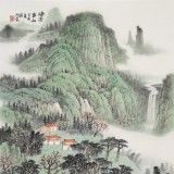 廖崧越 四尺三開《綠染家山》 廣西桂林美協會員