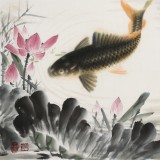 【已售】周升達(dá) 三尺《富貴久魚(yú)》 中國(guó)畫(huà)院國(guó)畫(huà)組長(zhǎng)（詢(xún)價(jià)）