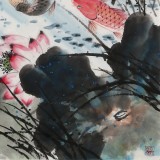 【已售】梁景欣 六尺斗方《九順呈祥》 青大美院學(xué)院派畫(huà)家