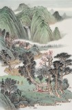 廖崧越 四尺三開《攜琴會友》 廣西桂林美協會員