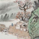 廖崧越 四尺三開《春濕花路雨》 廣西桂林美協會員