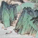 廖崧越 四尺三開《翠薇圖》 廣西桂林美協會員