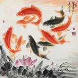 【已售】周升達 四尺斗方《富貴久魚》 中國畫院國畫組長（詢價）