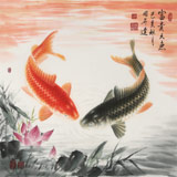 【已售】周升達 四尺斗方《富貴久魚》 中國畫院國畫組長（詢價）
