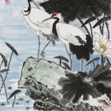 【已售】何一鳴 三尺《荷鶴二仙同高潔》