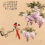 【已售】皇甫小喜 四尺斗方《紫氣東來》 河南著名花鳥畫家