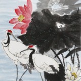 【已售】何一鳴 三尺《荷鶴二仙同高潔》