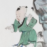 曹建濤 四尺三開(kāi)《獻(xiàn)壽圖》 獨(dú)具特色水墨人物畫(huà)家