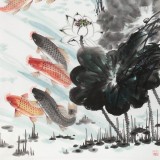 【已售】梁景欣 四尺《連年有余》 青大美院學(xué)院派畫家