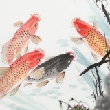 【已售】梁景欣 四尺《連年有余》 青大美院學(xué)院派畫家