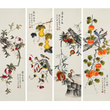 【已售】凌雪 四條屏《事事如意》 北京美協會員