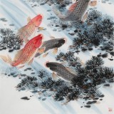 【已售】梁景欣 四尺《九龍獻瑞》 青大美院學院派畫家