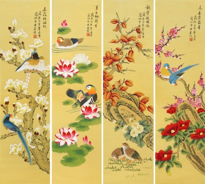 【已售】凌雪 四條屏《春夏秋冬》 北京美協會員