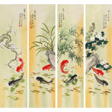 【已售】北京美協(xié) 凌雪四條屏《年年有余》