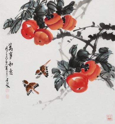 【已售】梁景欣 三尺斗方《萬事如意》 學院派畫家