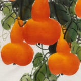 【已售】黃藝四尺斗方招財辟邪葫蘆畫《五福臨門》