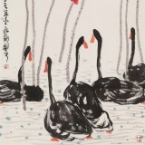 王永剛 四尺《荷塘鵝戲圖》 國家一級美術師（詢價）