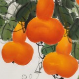 【已售】黃藝四尺斗方招財(cái)辟邪葫蘆畫《五福臨門》