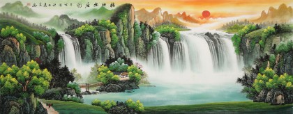 【已售】吳東 小六尺《福地安居圖》 著名易經風水畫家