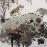 連紅武 四尺斗方《劉海戲金蟾》 徐悲鴻畫院華北分院副院長