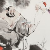 【已售】連紅武 四尺斗方《酒逢知己》 徐悲鴻畫院華北分院副院長