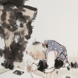 【已售】連紅武 四尺三開《書經(jīng)圖》 徐悲鴻畫院華北分院副院長