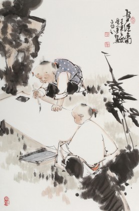 【已售】連紅武 四尺三開《書經(jīng)圖》 徐悲鴻畫院華北分院副院長
