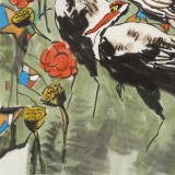 王永剛 三尺斗方《荷塘棲禽圖》 78歲國家一級美術(shù)師