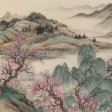 吳顯剛 六尺對開《春江泛舟》貴州七星關美協主席