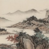 吳顯剛六尺對開《落日松風圖》貴州七星關美協主席
