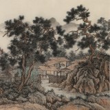 吳顯剛六尺對開《落日松風圖》貴州七星關美協主席