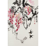 庾超然 四尺三開《紫藤花開》 黃鶴樓書畫院院長