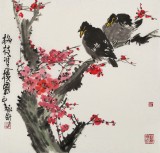 【已售】王永剛 三尺斗方《梅枝雙棲圖》 國家一級美術師（詢價）
