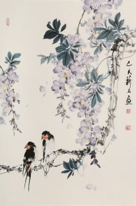 【已售】陳薪名《紫氣東來(lái)》 中美協(xié)會(huì)員 第六屆全國(guó)花鳥(niǎo)畫展金獎(jiǎng)獲得者