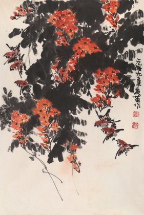 鄒友蒸 《雀趣圖》1993年作 已故山野派繪畫大家