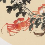【已售】鄒本財 團扇《菊花黃時蟹正肥》 公主嶺市美協常務副主席