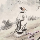 【已售】鄒本財 團扇《踏青圖》 公主嶺市美協常務副主席