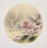 【已售】鄒本財 團扇《人勤春早》 公主嶺市美協常務副主席