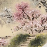 【已售】鄒本財 團扇《人勤春早》 公主嶺市美協常務副主席