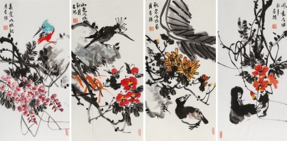 邢書波 四條屏《紫氣東來》 中美協(xié)會員 清華美院創(chuàng)作班導(dǎo)師（詢價）