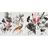 邢書波 四條屏《錦上添花》 中美協(xié)會(huì)員 清華美院創(chuàng)作班導(dǎo)師（詢價(jià)）