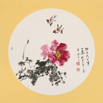 鄒本財 團扇《獨占天下第一春》 公主嶺市美協(xié)常務(wù)副主席