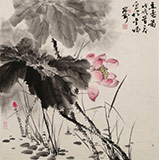 吳顯剛 四尺斗方《荷香圖》 貴州七星關美協主席