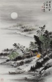 劉金河 四尺三開《月在浮云淺處明》 中美協會員 （詢價）