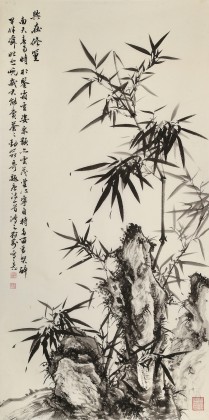 【已售】吳顯剛 四尺《竹石圖》 貴州七星關美協主席